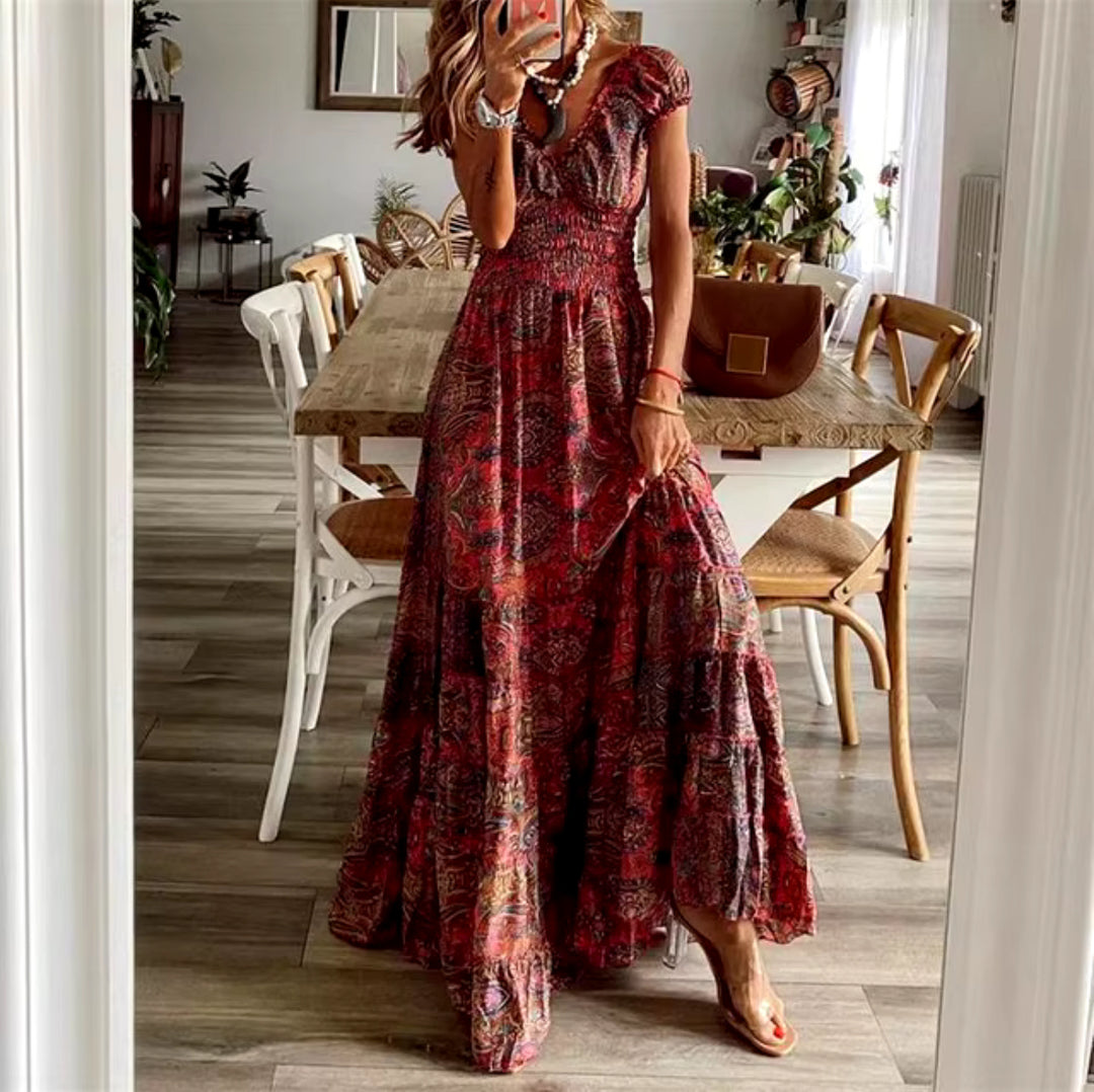 Matilda | Boho V-Neck Maxi Dress