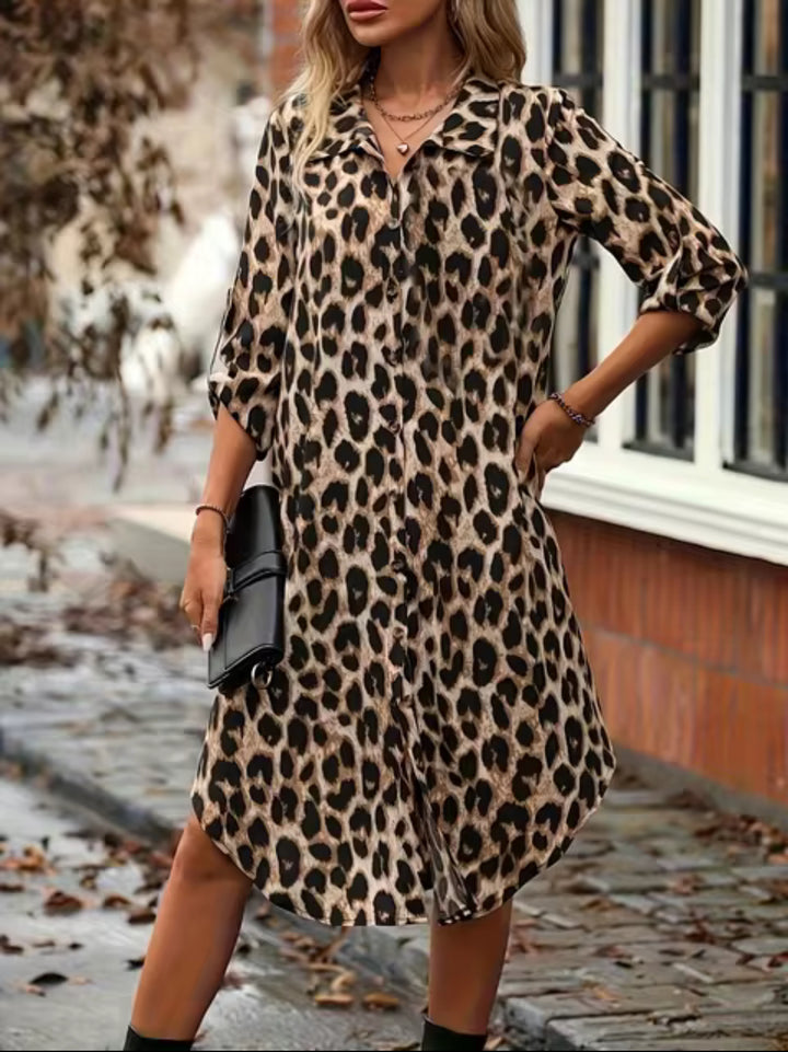 Lauren | Leopard Button Up Dress