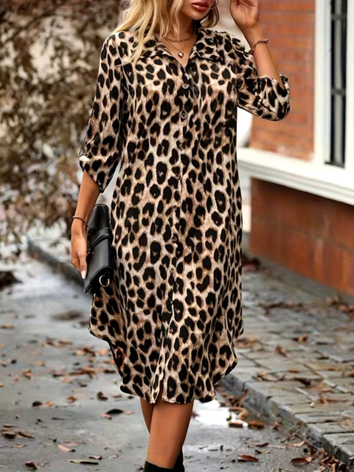 Lauren | Leopard Button Up Dress